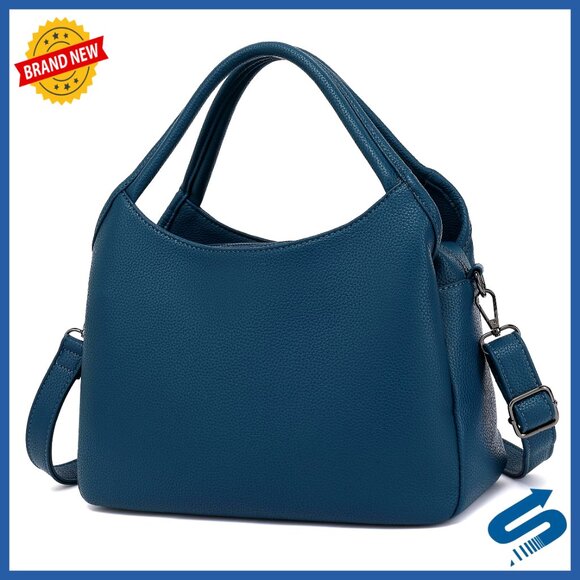 Large Vegan Leather Tote Bag with Detachable Strap Satchel Hobo Handbag